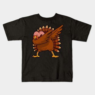 Dabbing Turkey Thanksgiving Shirt Funny Turkey Dab T-shirt Kids T-Shirt